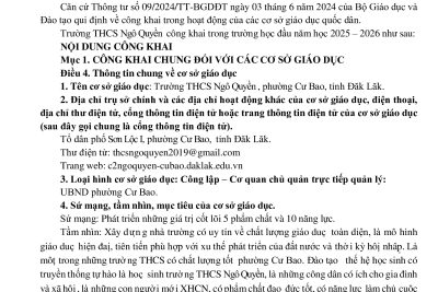 BÁO CÁO CÔNG KHAI TRONG HOẠT ĐỘNG CỦA CSDG 2025-2026