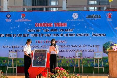 TRƯỜNG THCS NGÔ QUYỀN TỔ CHỨC CHƯƠNG TRÌNH: NGÀY HỘI ” TIẾN BƯỚC LÊN ĐOÀN” CHÀO MỪNG 95 NĂM NGÀY THÀNH LẬP ĐOÀN TNCS HỒ CHÍ MINH VÀ TRUYỀN THÔNG SÁNG KIẾN ” NÓI KHÔNG VỚI TRẺ EM TRONG SẢN XUẤT CÀ PHÊ”